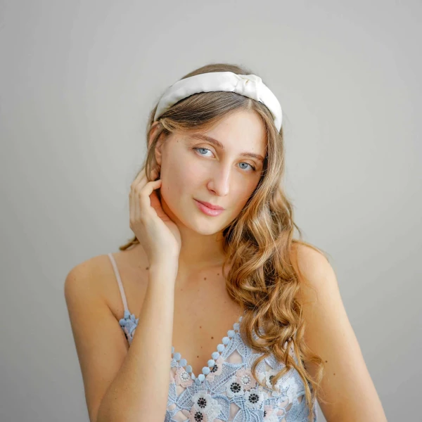 Tanya litkovska Women’s Silk Knotted Headband in White Accessories black velvet headband Luxury Shoes 