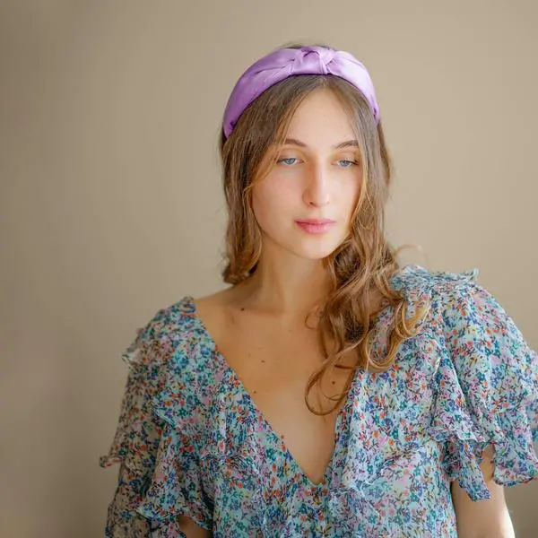 Tanya Litkovska women’s silk knotted lilac headband Accessories black velvet headband Luxury Shoes 