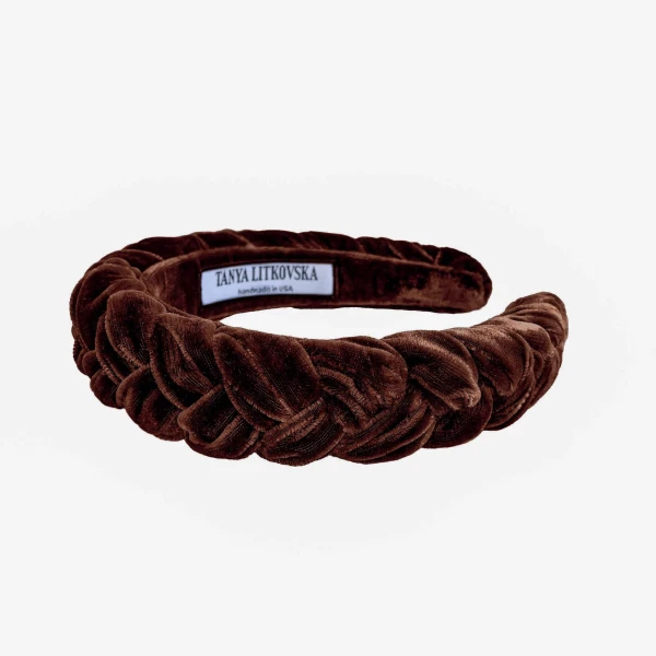 Tanya litkovska Women’s Slim Velvet Headband in Chocolate Accessories black velvet headband Luxury Shoes 