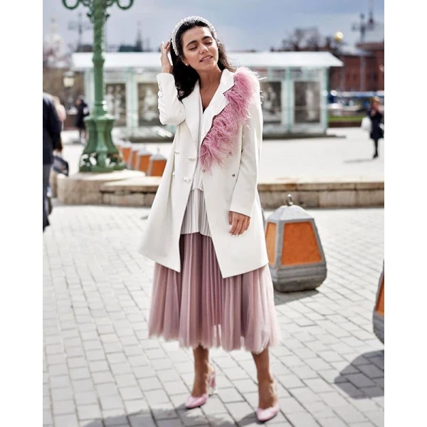 Tuxedo feather dress Baroque Pearl Ostrich Feather Dress Jacket Clothing Cocktail Party Luxury Shoes 