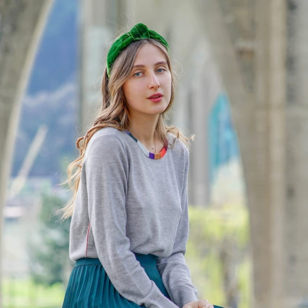 Tanya litkovska Women’s Velvet Knotted Headband in Grass Green Accessories black velvet headband Luxury Shoes 