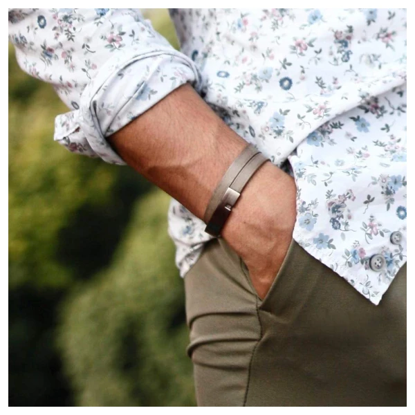 Men leather bracelet flint gray, U-Turn Twice Men bracelets Luxury Shoes 