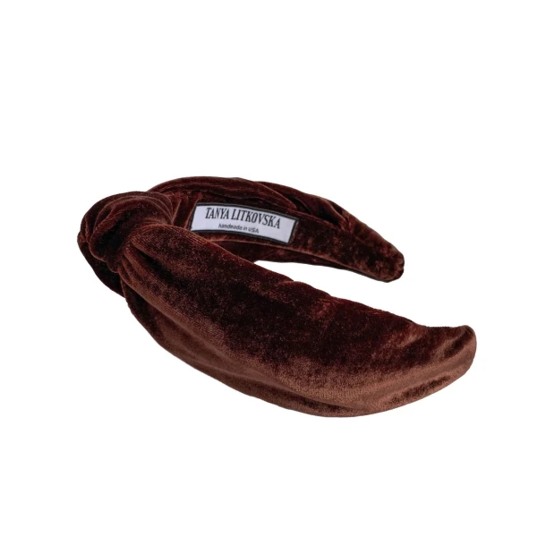 Tanya litkovska Women’s Velvet Knotted Headband in Chocolate Accessories black velvet headband Luxury Shoes 