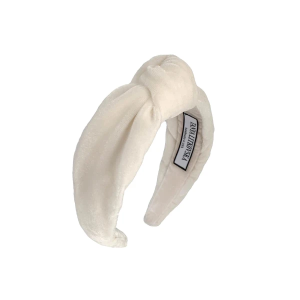 Tanya litkovska Women’s Velvet Knotted Headband in Off White Accessories black velvet headband Luxury Shoes 