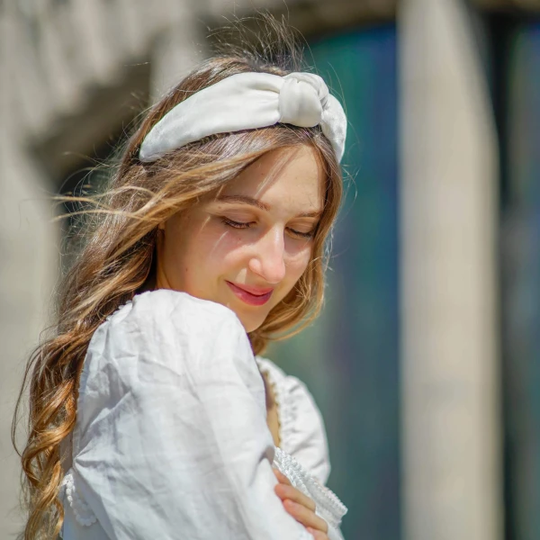 Tanya litkovska Women’s Velvet Knotted Headband in Off White Accessories black velvet headband Luxury Shoes 
