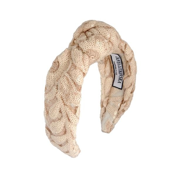 Tanya Litkovska women’s knotted lace nude headband Accessories black velvet headband Luxury Shoes 