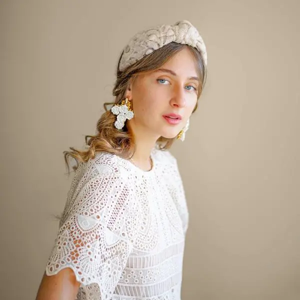 Tanya Litkovska women’s knotted lace nude headband Accessories black velvet headband Luxury Shoes 