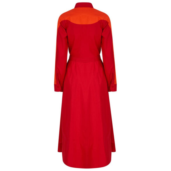 Talented Ruffled long sleeve red dress, view 3