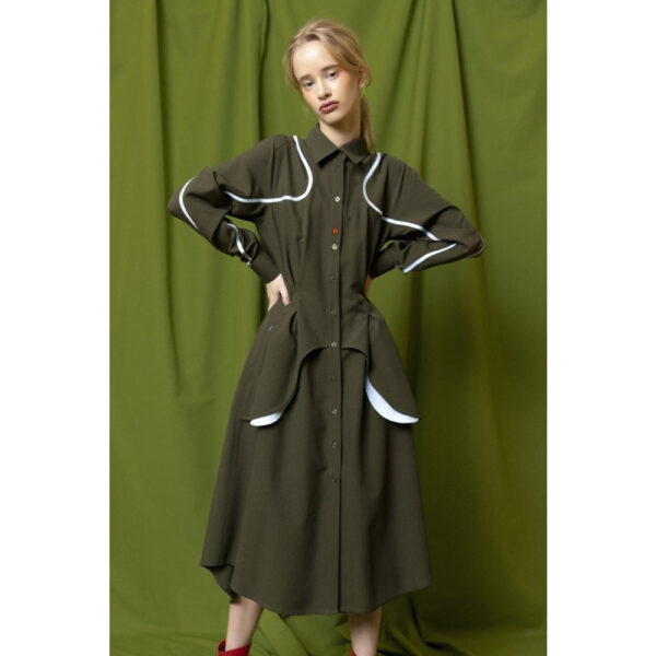 Talented Khaki viscose dress, view 2