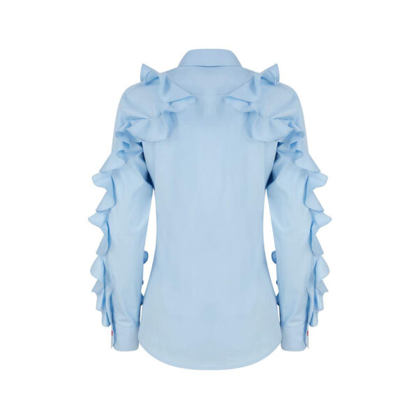 Talented Ruffled sleeves sky blue shirt, view 3