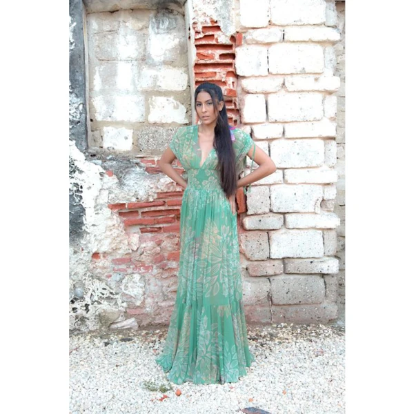 Hortensia green flowers dress – One Size   Luxury Shoes 