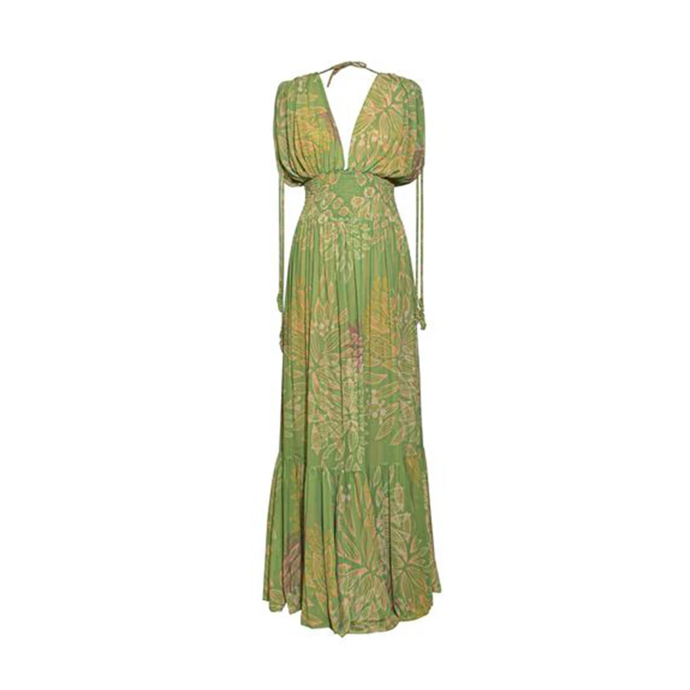 gloryyyy4 Hortensia green flowers dress – One Size Luxury Shoes