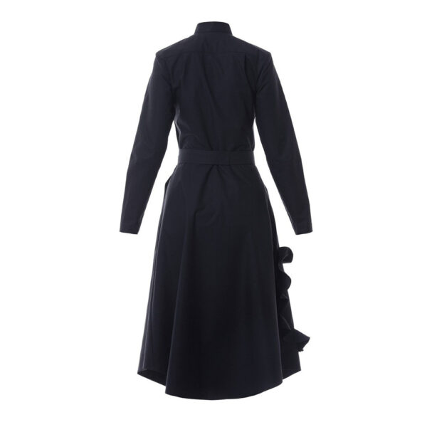 Talented Mandarin collar black shirtdress with ruffle heart aplique Dress, view 4