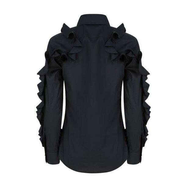 Talented Ruffled sleeves black shirt, view 4