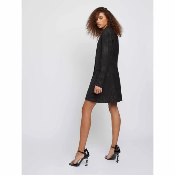 Whyte Studio The trial pinstripe black suit blazer dress, view 4