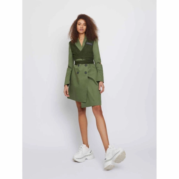 Whyte Studio The back up sports wrap green blazer dress, view 2