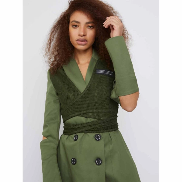 Whyte Studio The back up sports wrap green blazer dress, view 5