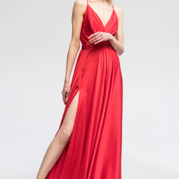 Angelika Jozefczyk Satin maxi red dress, view 2