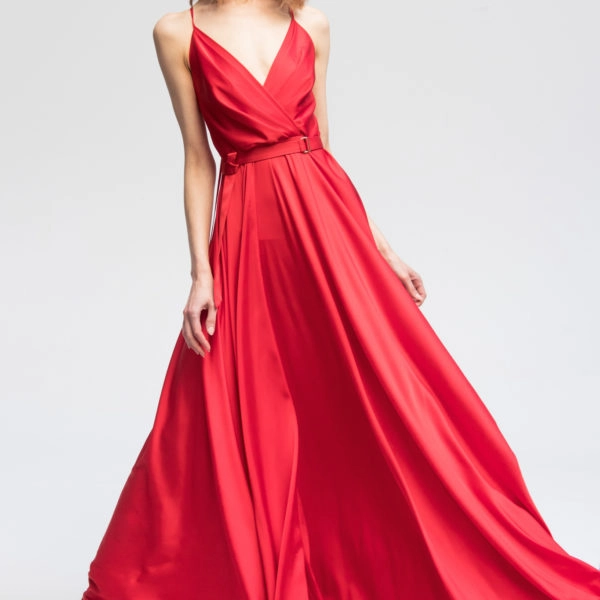 Angelika Jozefczyk Satin maxi red dress, view 8