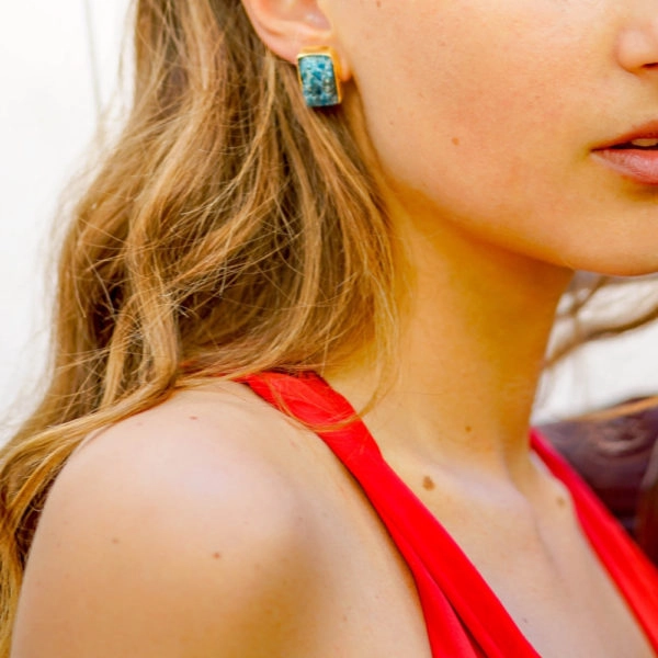 Tanya Litkovska Blue marine stud earrings, view 2