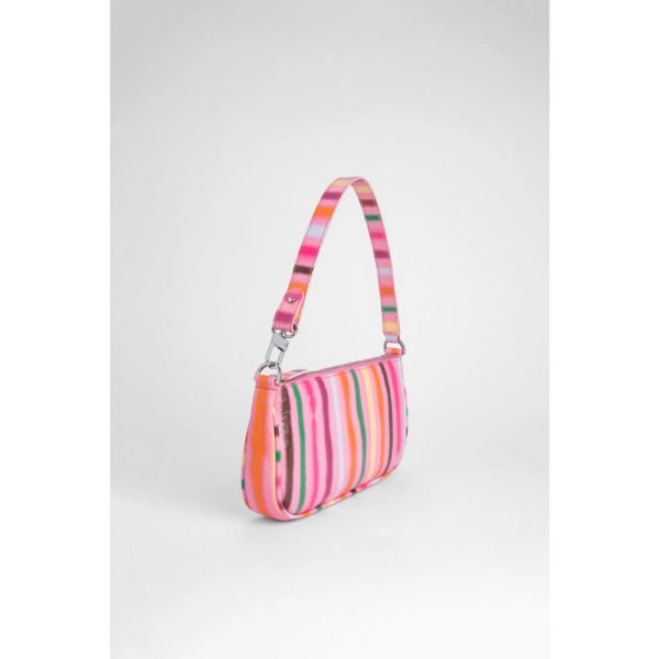 By Far Rachel pink spray print leather bag, view 7