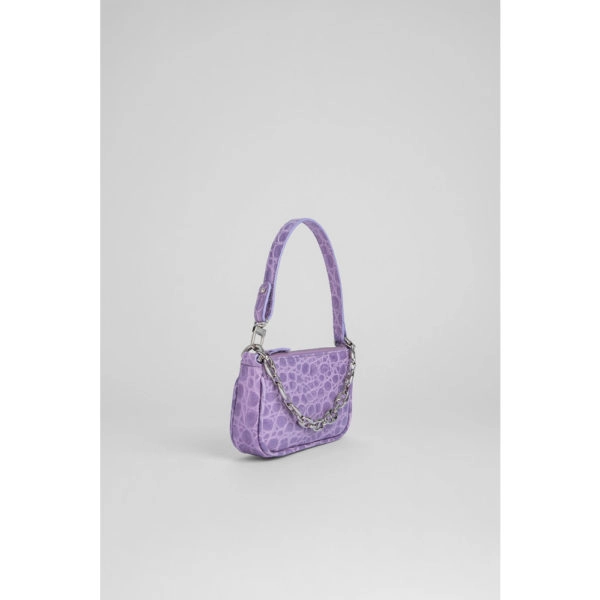 By Far Mini rachel lilac circular croco embossed leather bag, view 7