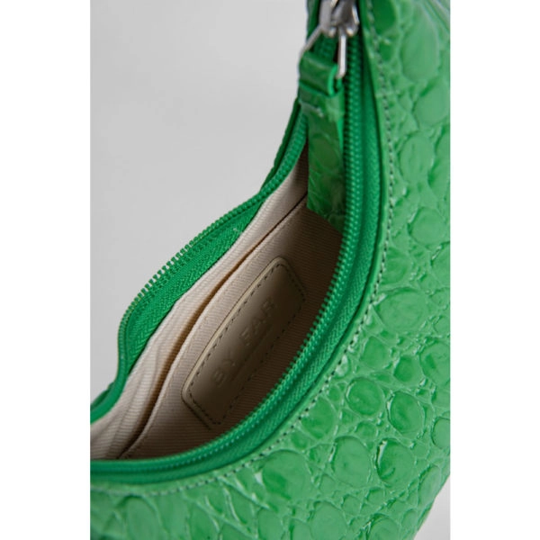 By Far Baby amber emerald circular croco embossed leather bag, view 7