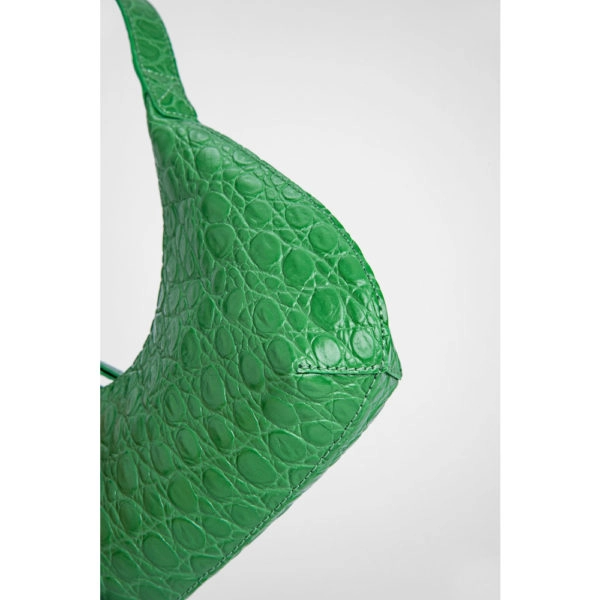 By Far Baby amber emerald circular croco embossed leather bag, view 8