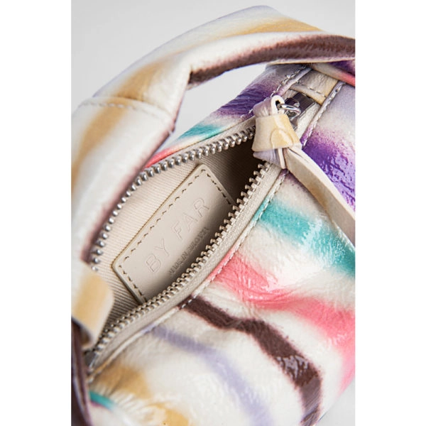 By Far Micro cush ivory spray print leather bag, view 4