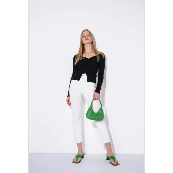 By Far Baby amber emerald circular croco embossed leather bag, view 2
