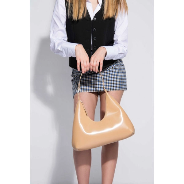 By Far Amber cream semi patent leather bag, view 3
