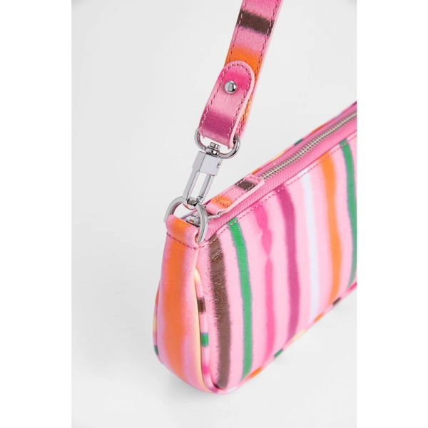 By Far Rachel pink spray print leather bag, view 6