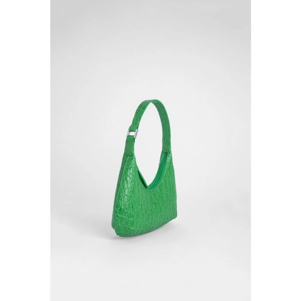 By Far Baby amber emerald circular croco embossed leather bag, view 6