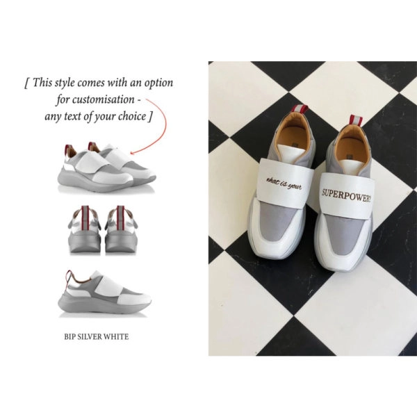 Ganor Dominic Customised sneakers bip white silver, view 6