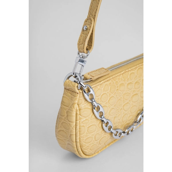 By Far Mini rachel flax circular croco embossed leather bag, view 3