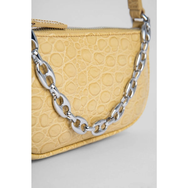 By Far Mini rachel flax circular croco embossed leather bag, view 4