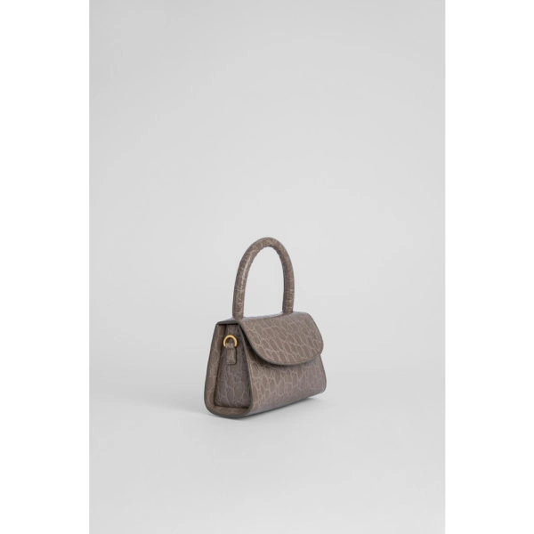 By Far Mini mud circular croco embossed leather bag, view 6