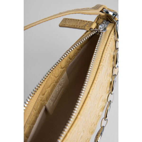 By Far Mini rachel flax circular croco embossed leather bag, view 5
