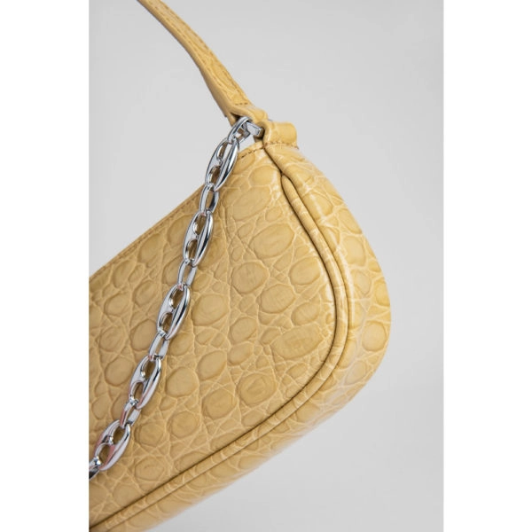 By Far Mini rachel flax circular croco embossed leather bag, view 2