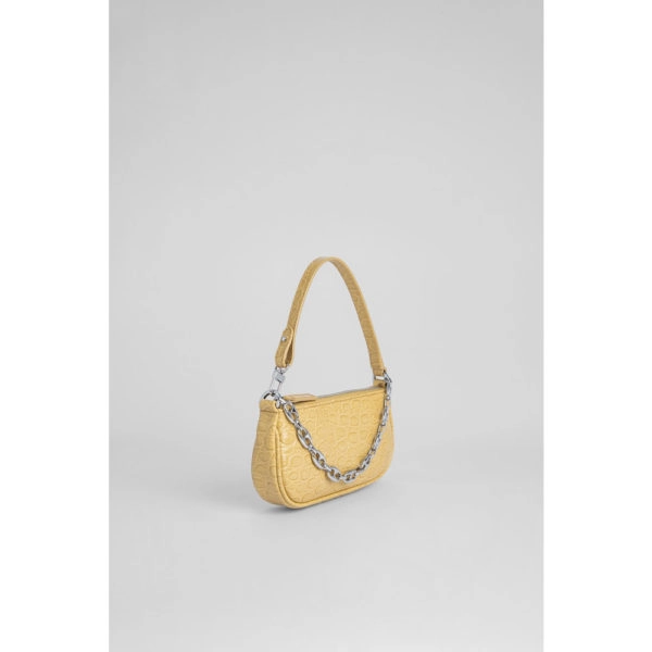 By Far Mini rachel flax circular croco embossed leather bag, view 7