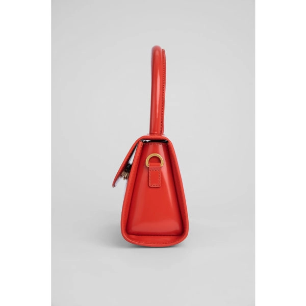 By Far Mini scarlet semi patent leather bag, view 5