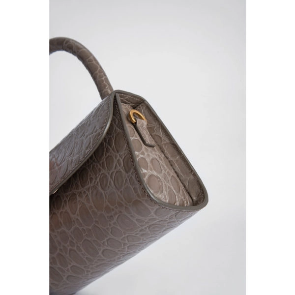 By Far Mini mud circular croco embossed leather bag, view 2