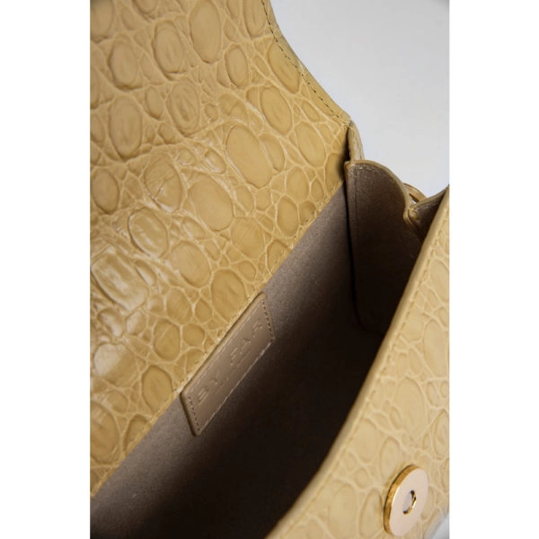 By Far Mini flax circular croco embossed leather bag, view 5