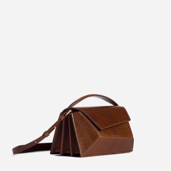 Mlouye Small naomi lizard effect brown bag, view 8