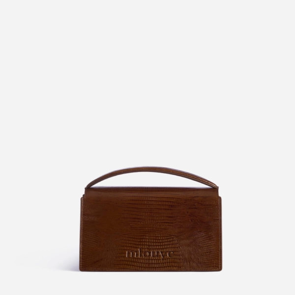 Mlouye Small naomi lizard effect brown bag, view 10