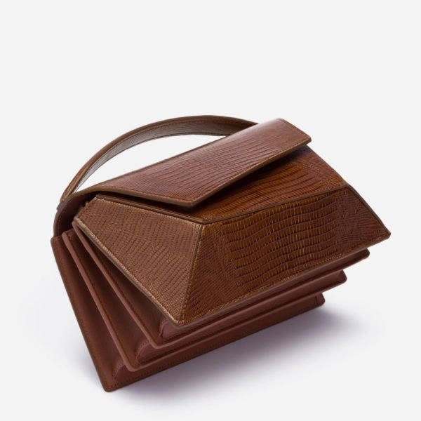 Mlouye Small naomi lizard effect brown bag, view 6