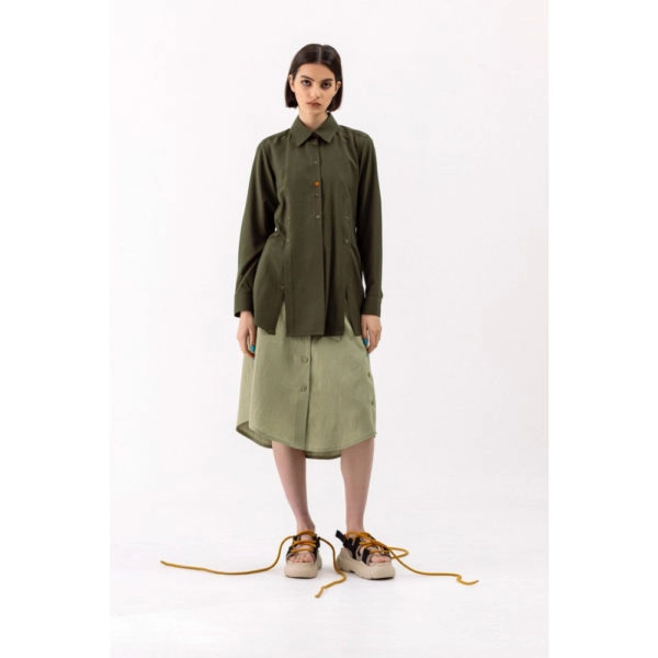Talented Buttoned slits khaki shirt, view 2