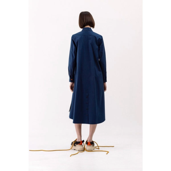 Talented Buttoned slits navy blue shirtdress Dress, view 4