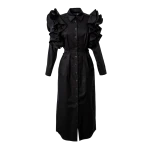 Ruffled shoulders black dress Clothing curated marketplace Luxury Shoes 