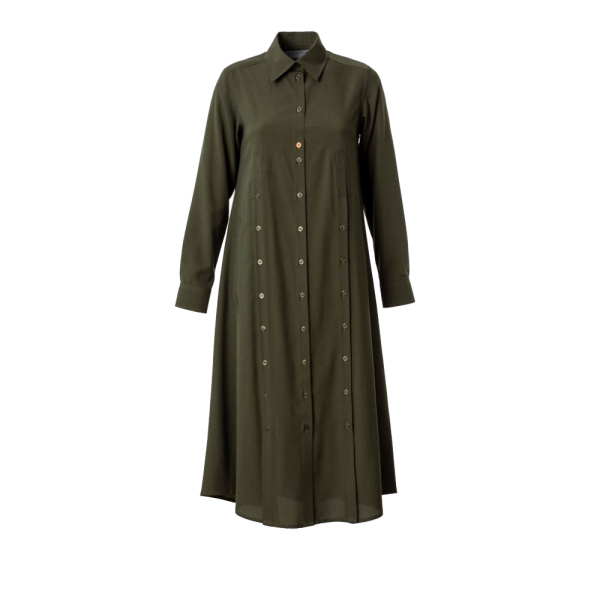 Buttoned slits khaki shirtdress Clothing curated marketplace Luxury Shoes 